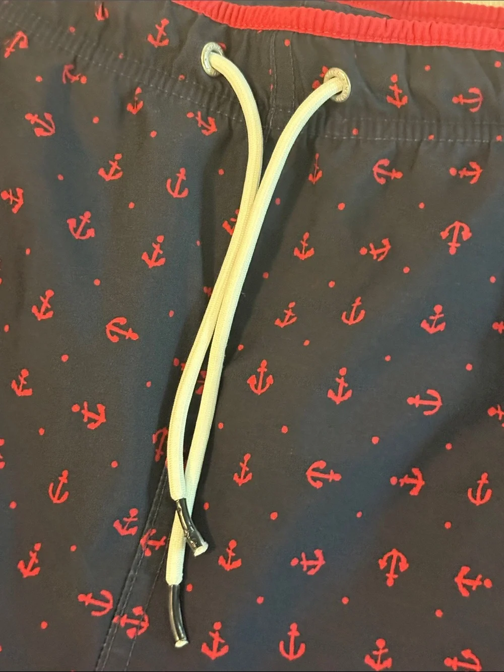 Nautica Navy Swim Trunks with Red Anchor‎ Pattern